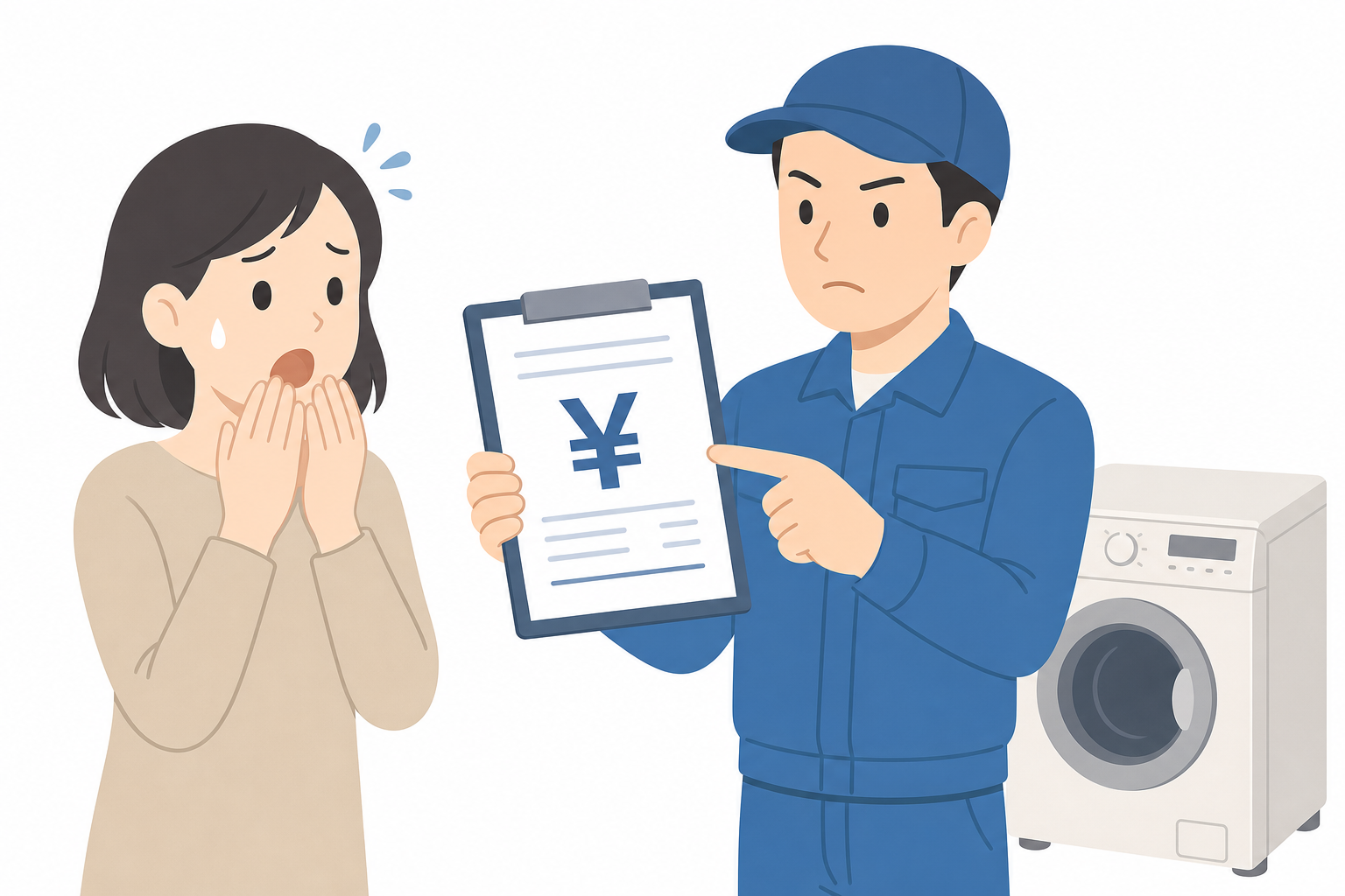作業後に追加料金を請求される様子
